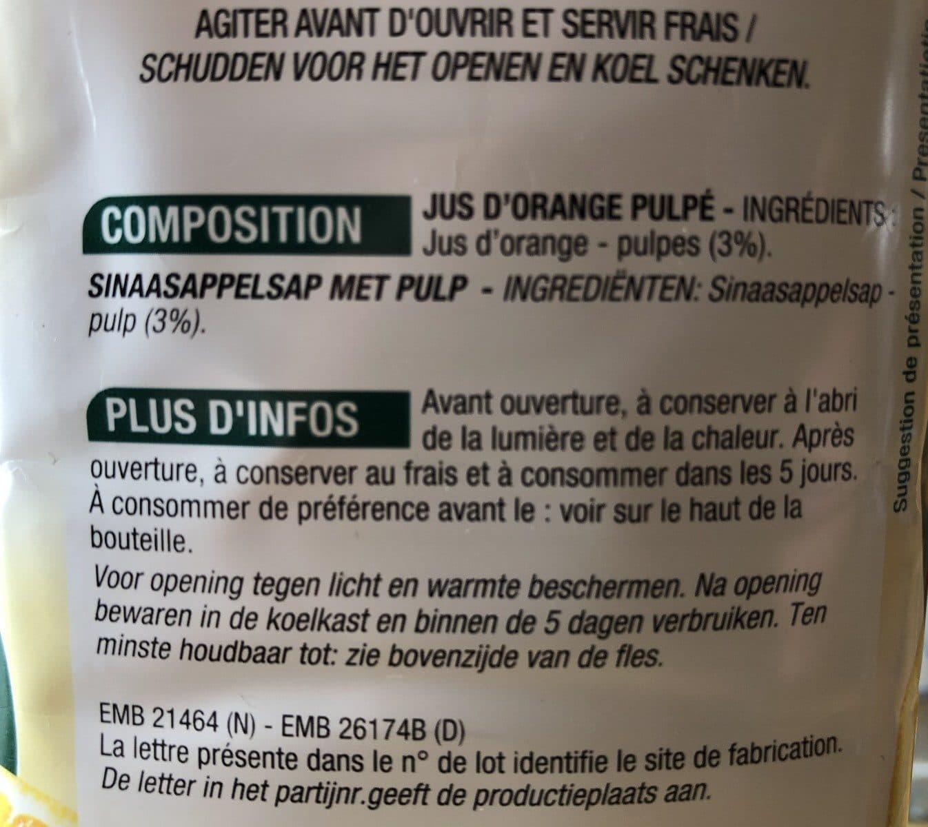 Cora 100% Pur Jus d'orange packshot