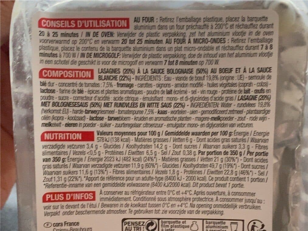 Cora Lasagnes Bolognaises packshot