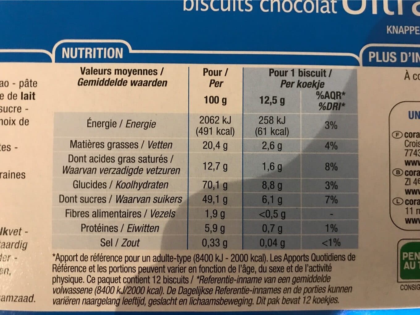 Cora Biscuits chocolat Ultra croc packshot