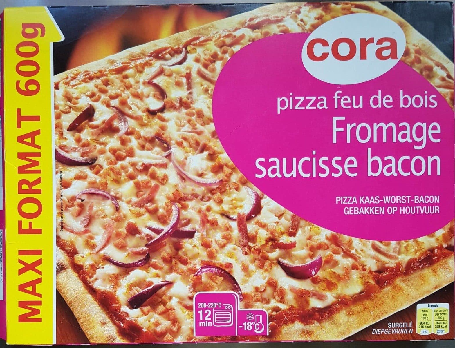 Cora Pizza feu de bois fromage saucisse bacon packshot