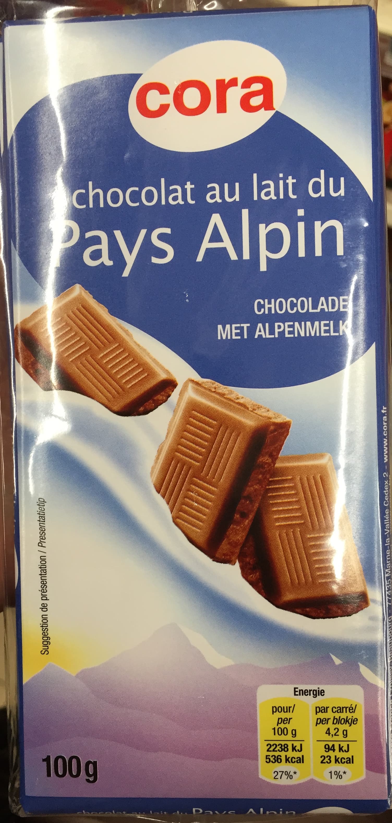 Cora Chocolat au lait du pays Alpin packshot
