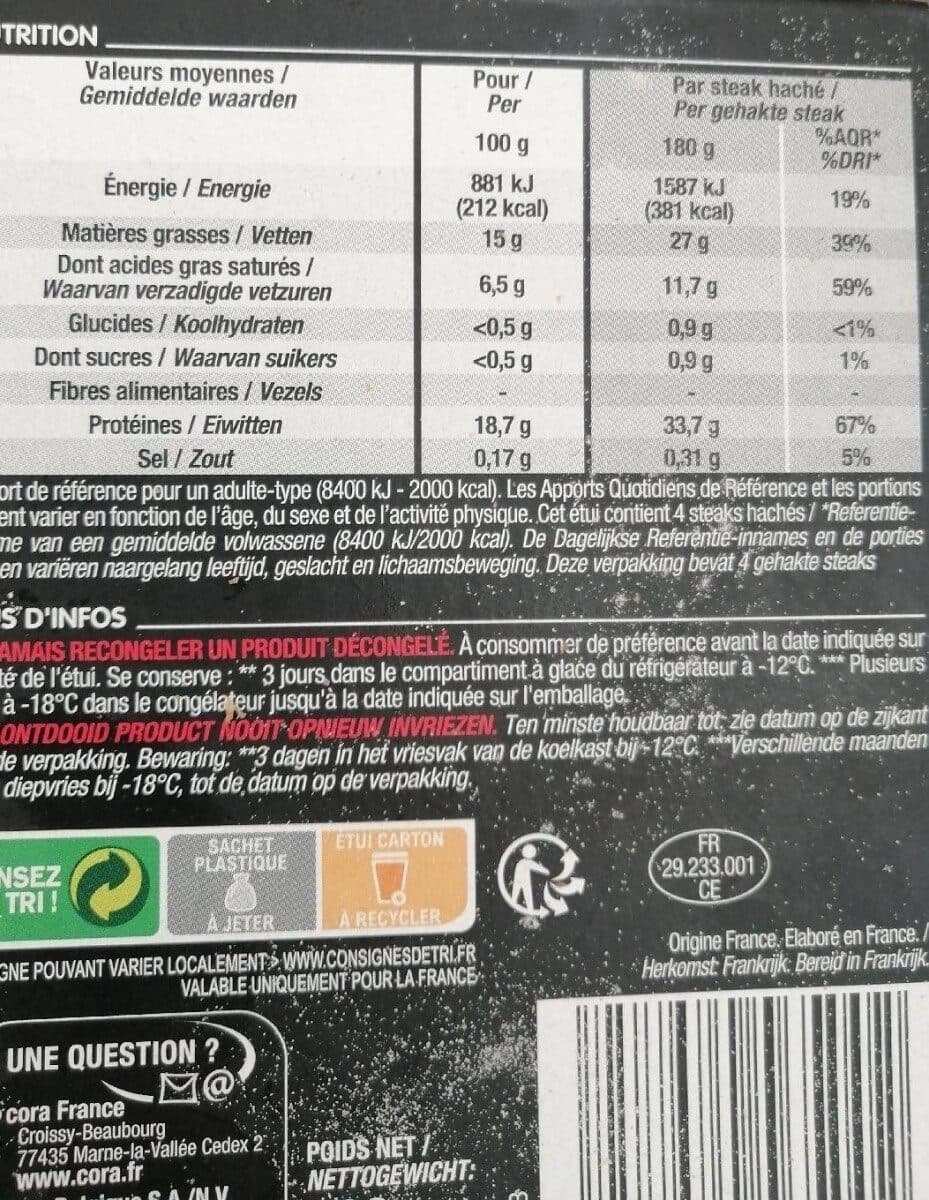 Cora Steak haché charolais façon bouchère 15% packshot