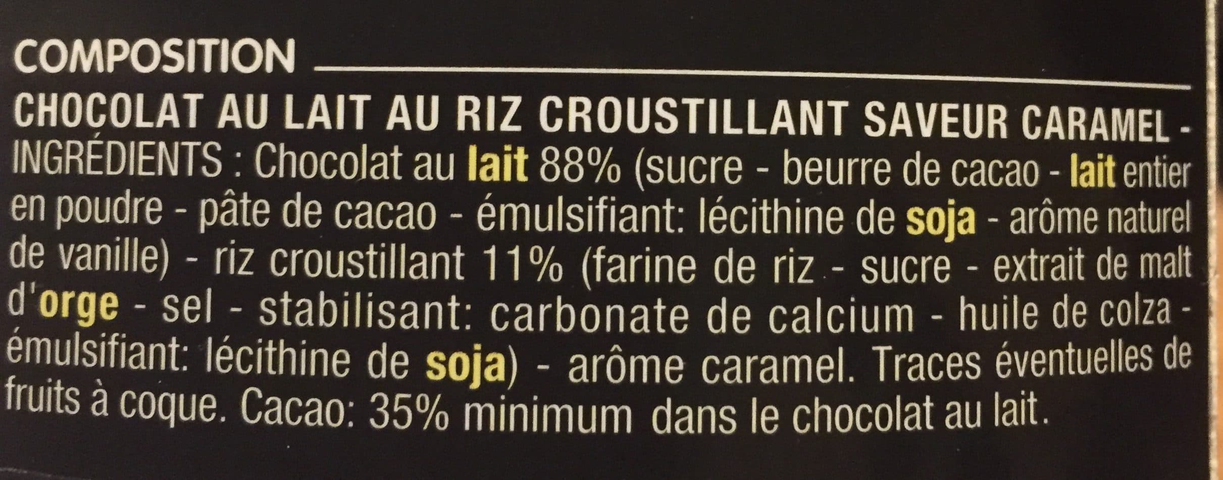 Auteuil Tuile Chocolat Lait Saveur Caramel packshot
