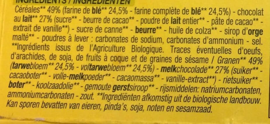 Nature Bio Sablés aux Céréales - Chocolat au Lait packshot