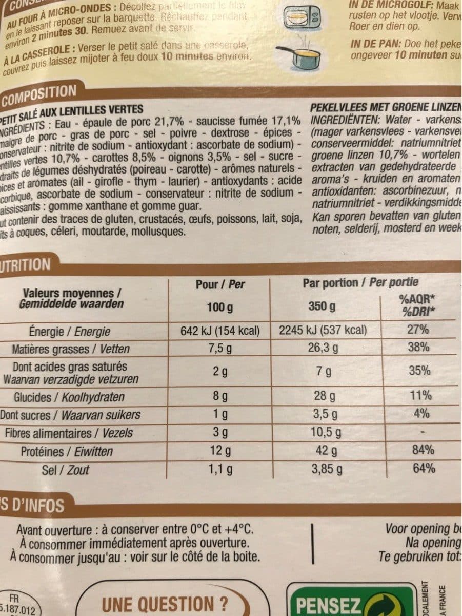 Cora Petit salé aux lentilles packshot