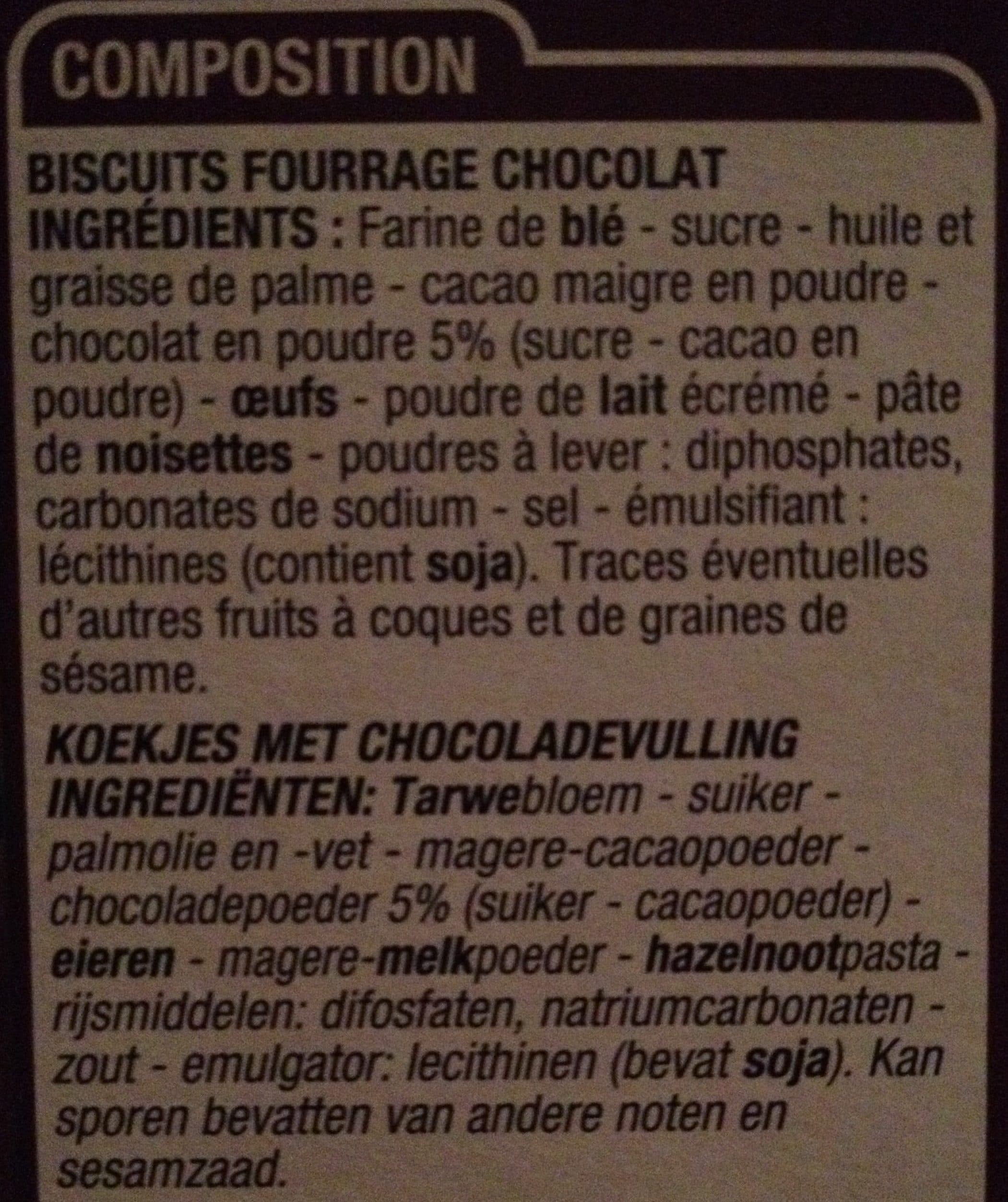 Cora Biscuits fourrés chocolat packshot