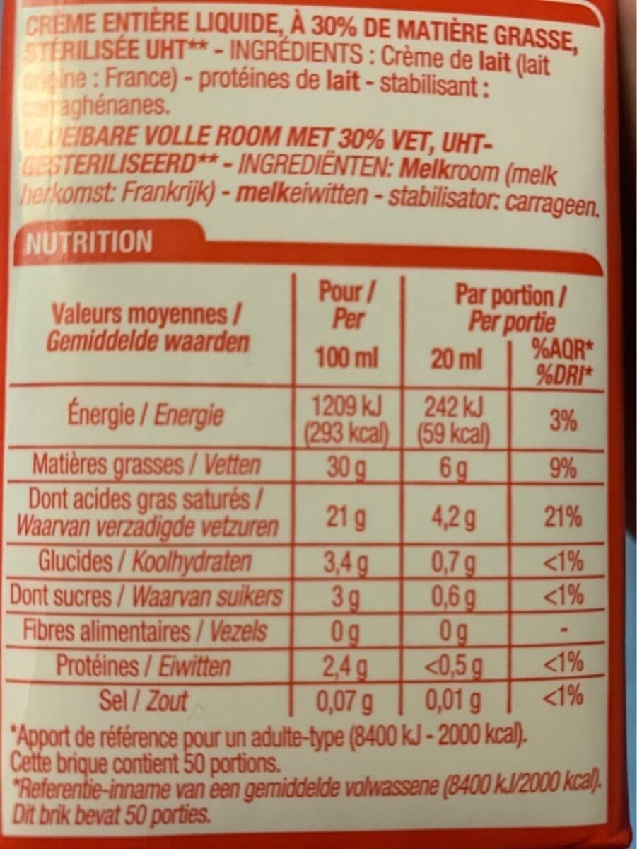 Cora Crème Fluide Entière 30% packshot