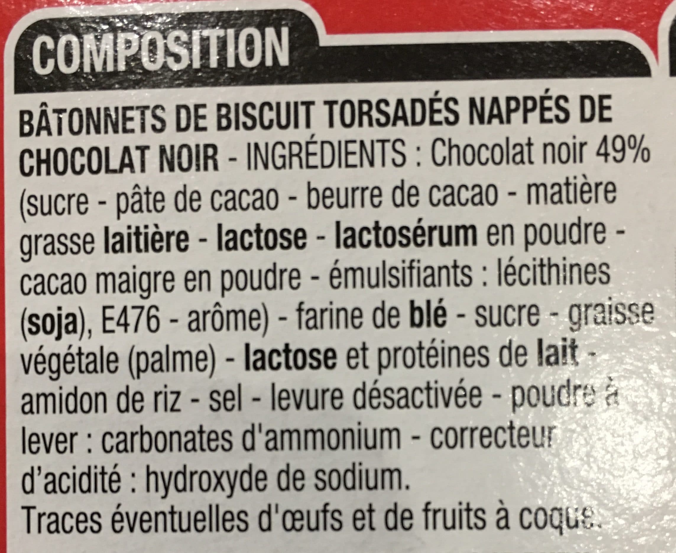 Cora Bâtonnets Torsadés chocolat noir packshot
