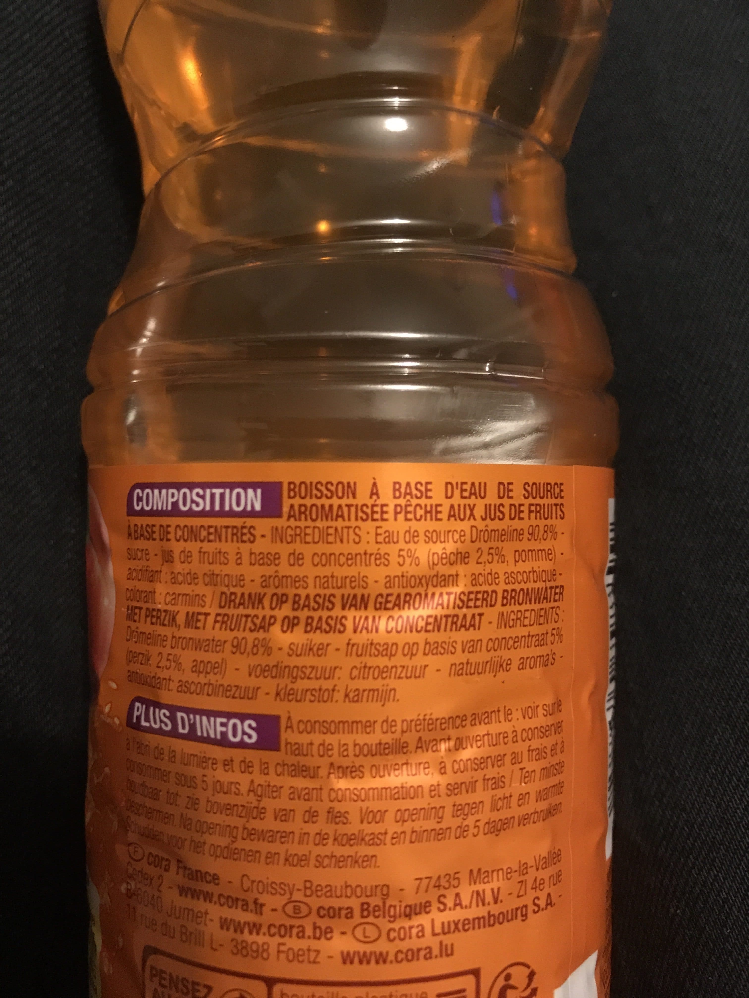Cora Eau aromatisée pêche packshot