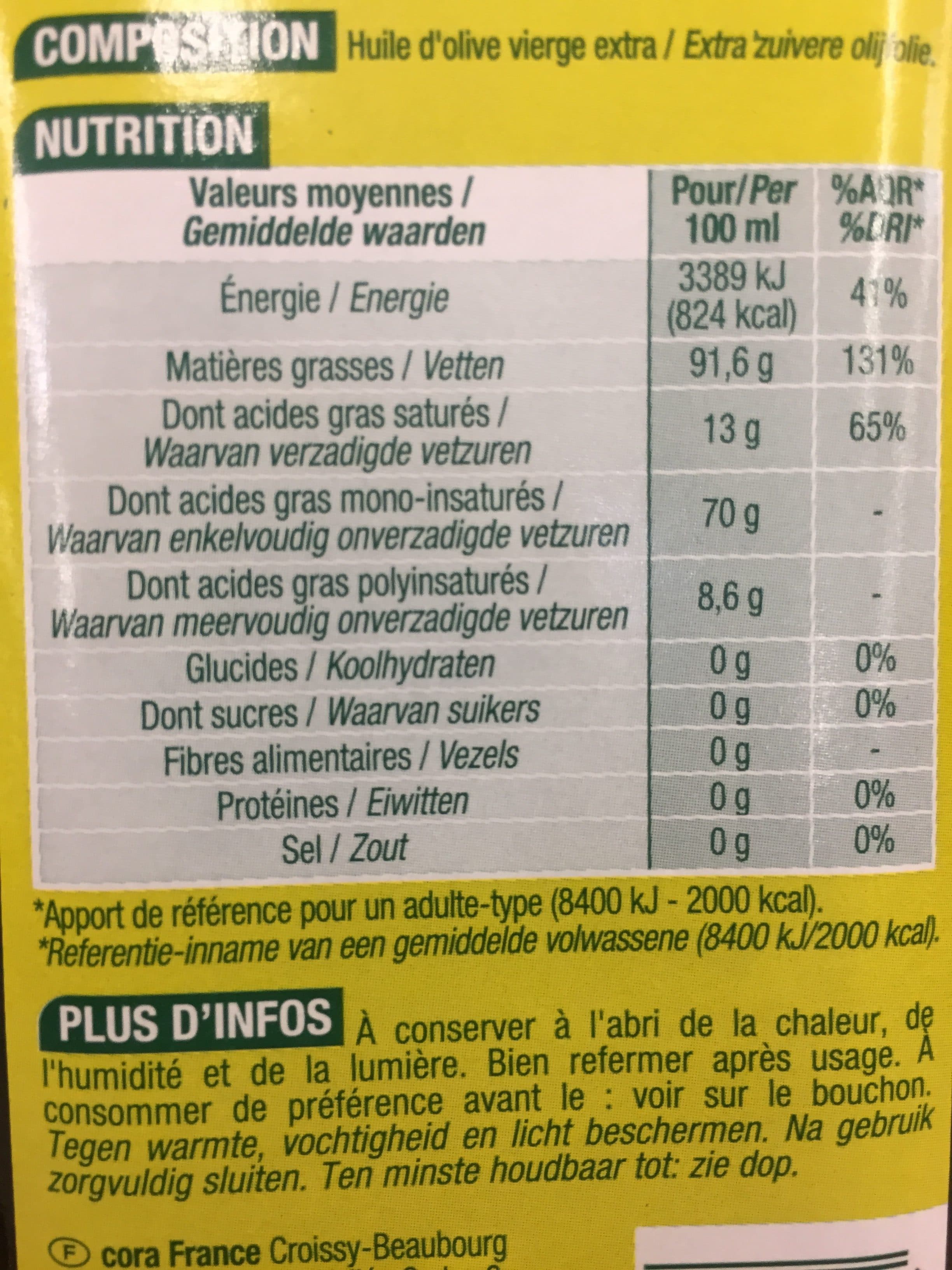 Cora Huile d'olive vierge extra packshot