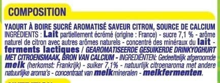 Cora Yaourt à boire citron packshot