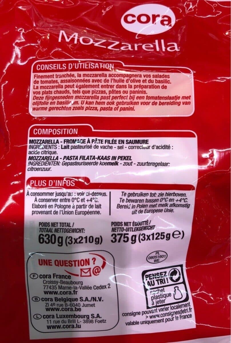 Cora Mozzarella packshot