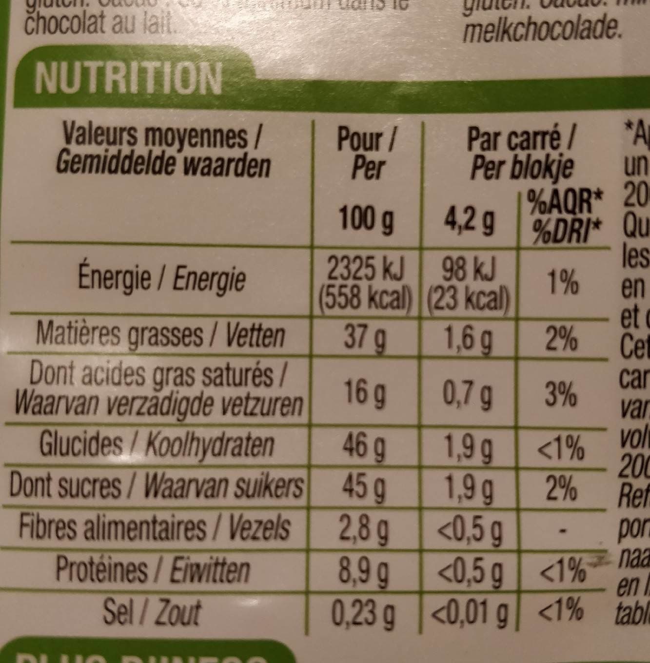 Cora Chocolat lait noisettes packshot