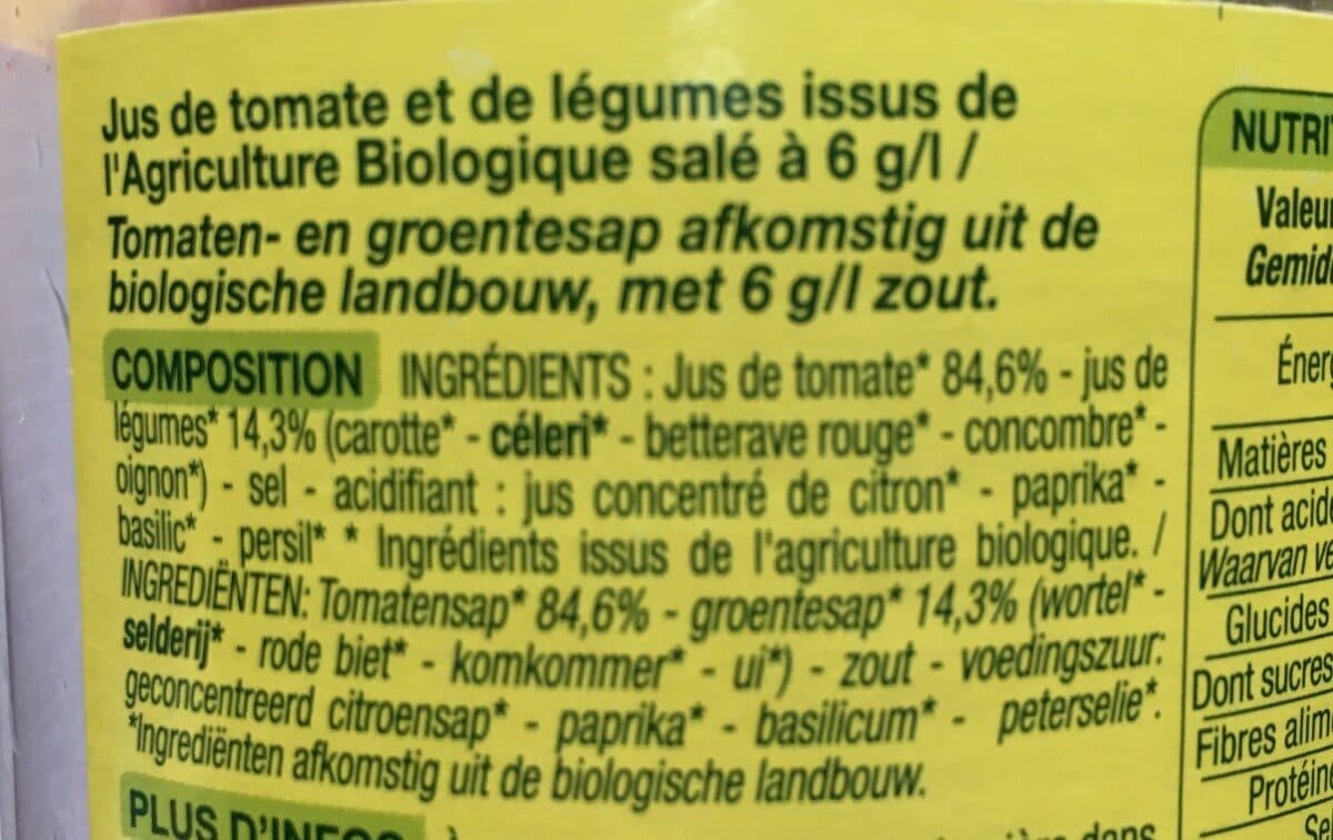 Cora Cocktail de jus de légumes packshot