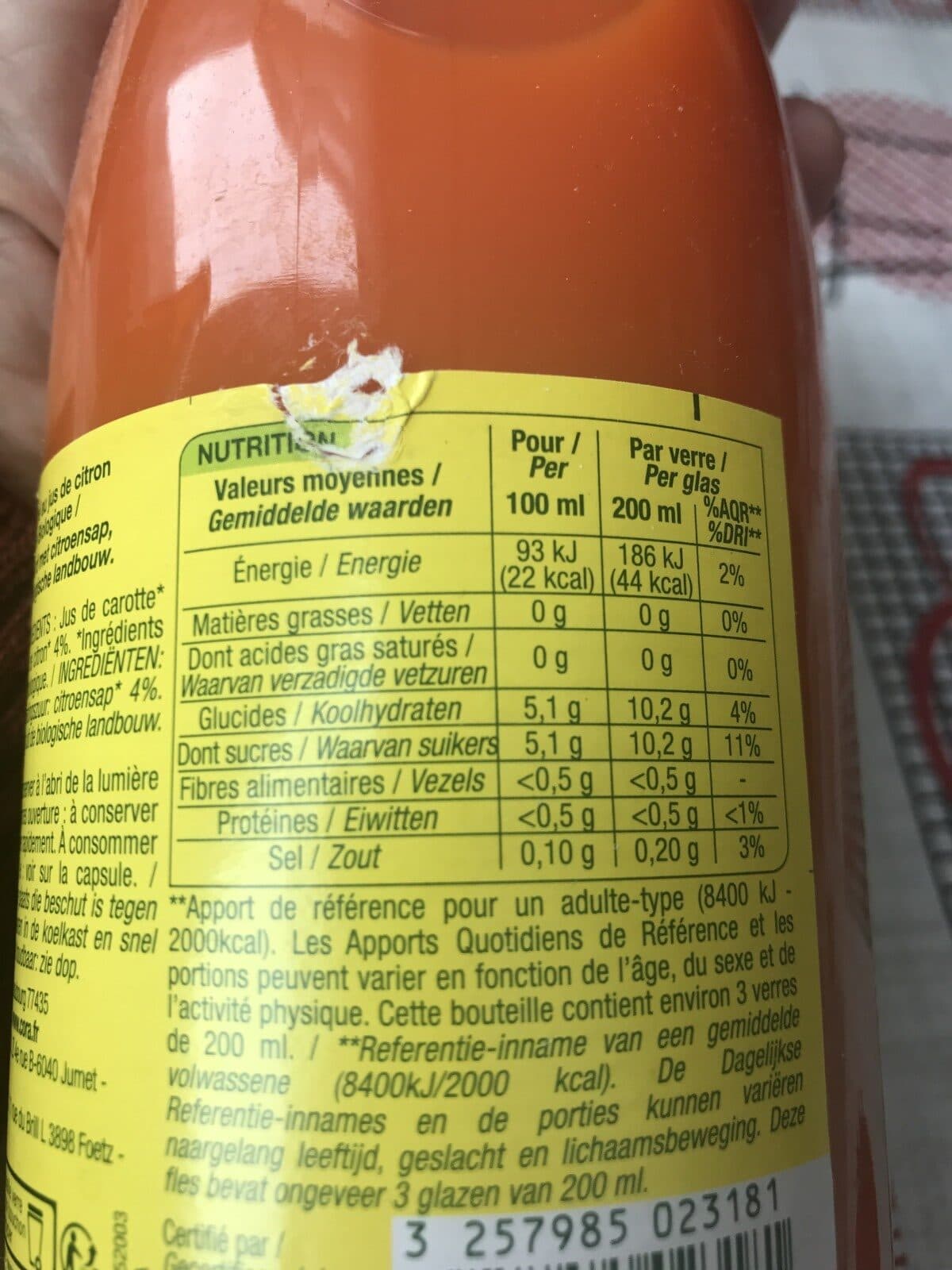 Nature Bio Jus Carotte Bio packshot