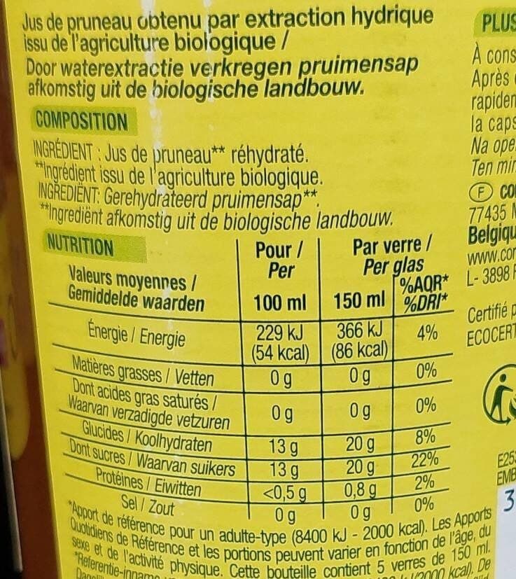 Nature Bio Bio nature jus de pruneau packshot
