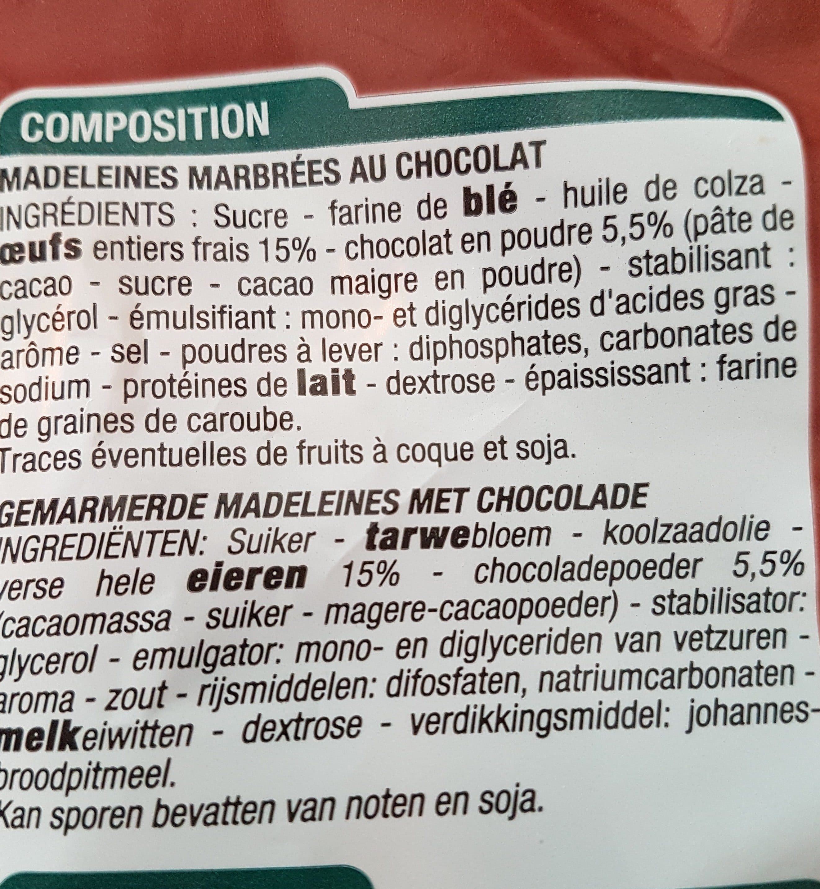 Cora Madeleines marbrées packshot