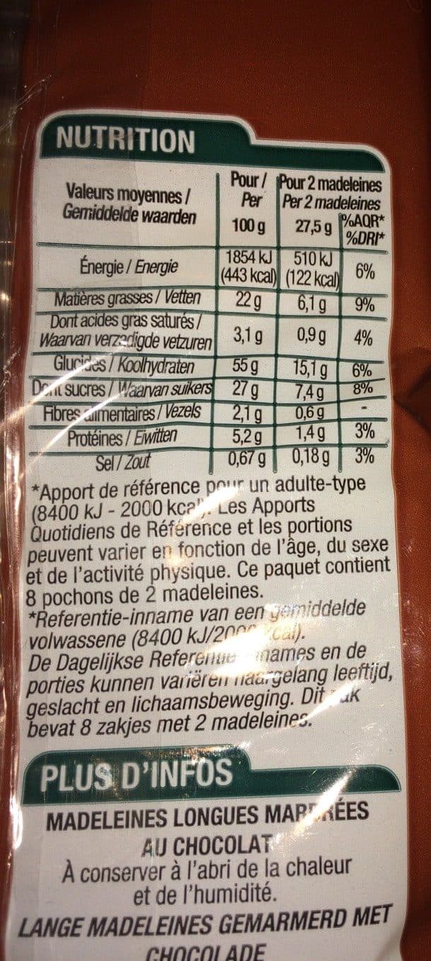 Cora Madeleines longues marbrées packshot