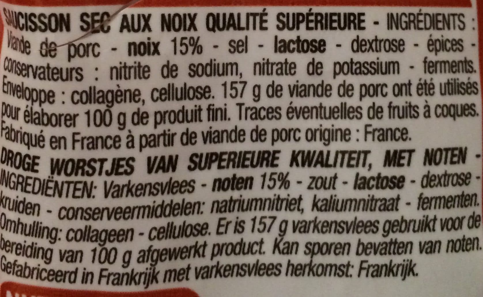 Cora Mini saucissons secs aux noix packshot