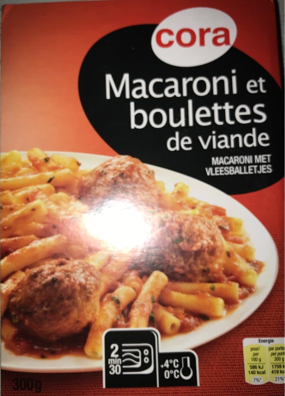 Cora Macaroni et boulettes de viande packshot