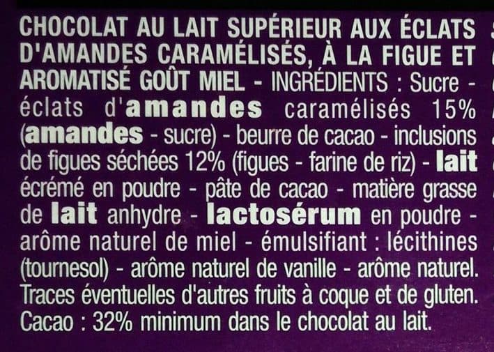 Cora Chocolat au lait amandes figues miel packshot