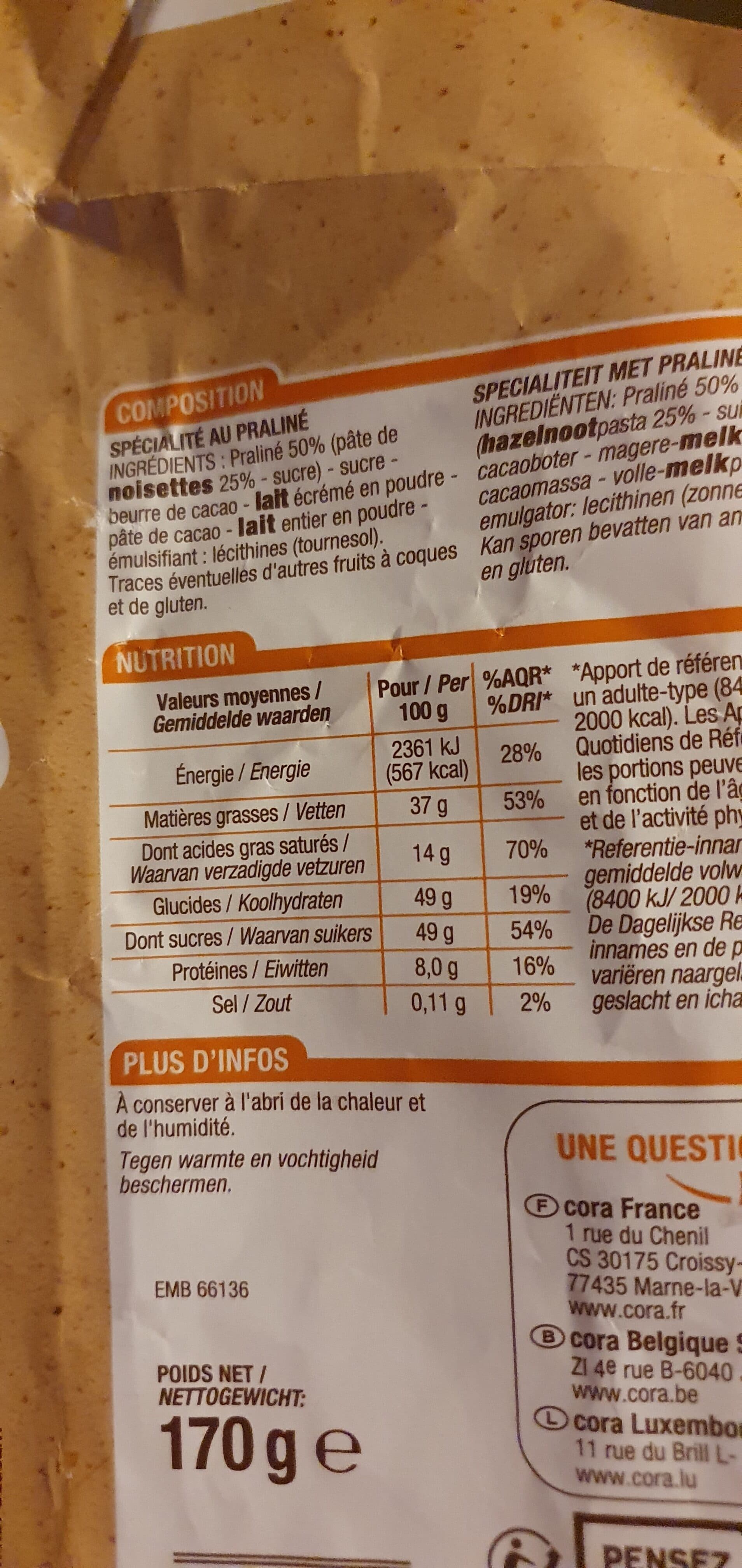 Cora Dessert praliné packshot