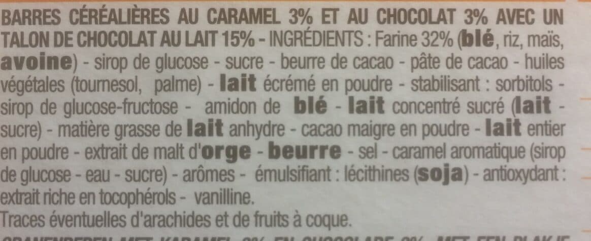Cora Barres céréales caramel chocolat packshot