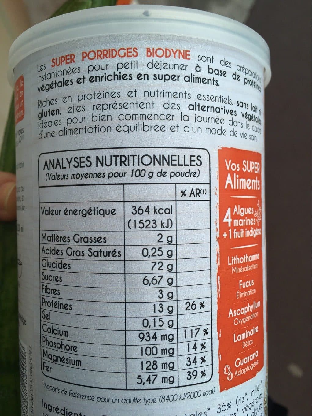 Biodyne Super porridge chataigne packshot