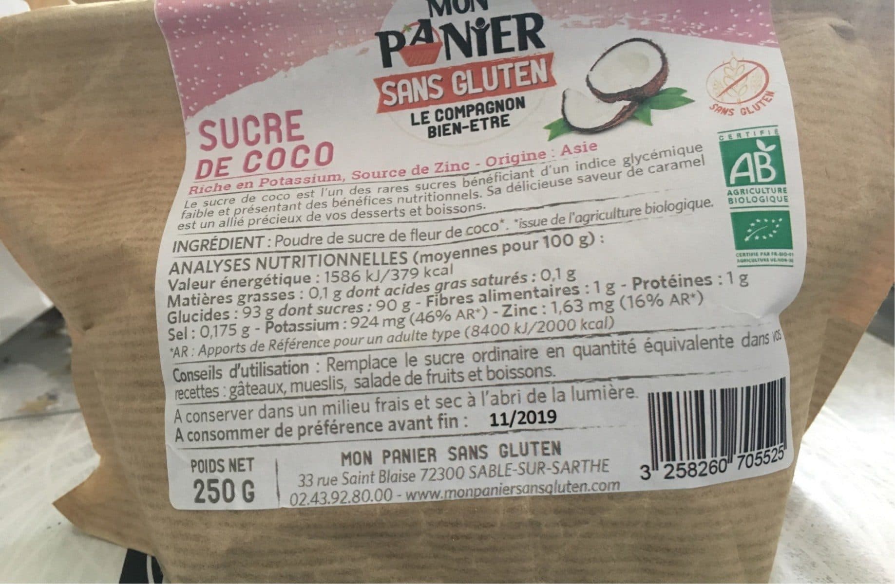 Mon Panier sans Gluten Sucre de Coco packshot