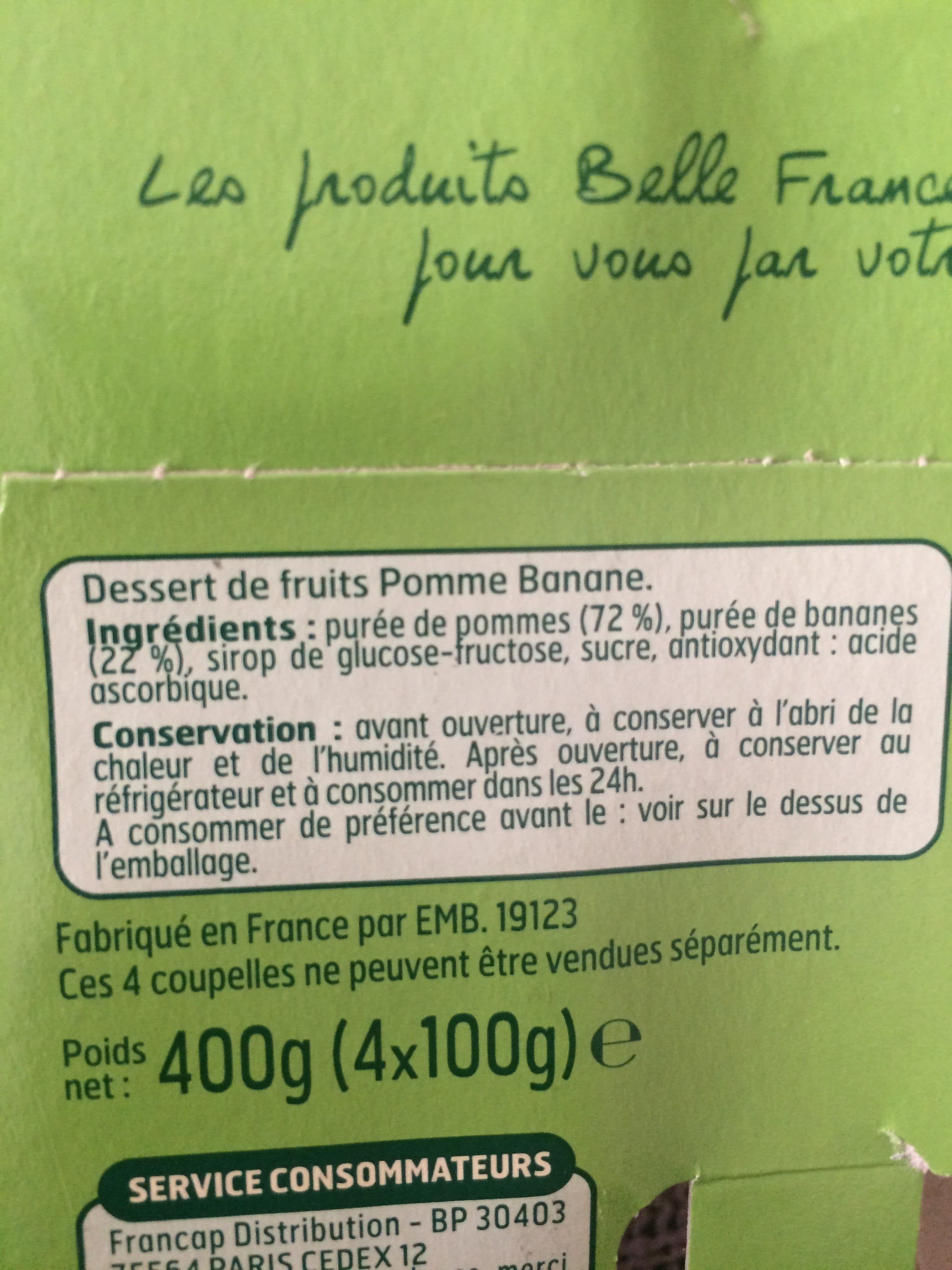 Belle France C.pomme / Banane 4X100G. Bf, packshot