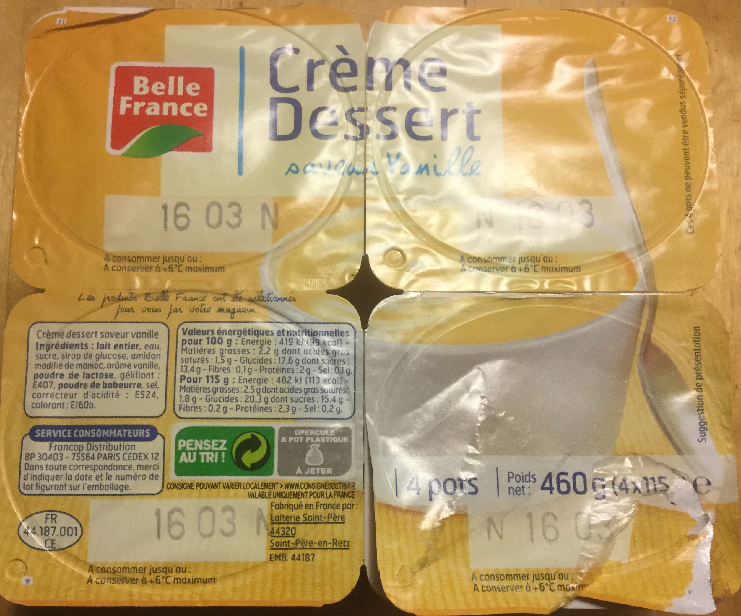 Belle France Crème dessert vanille packshot