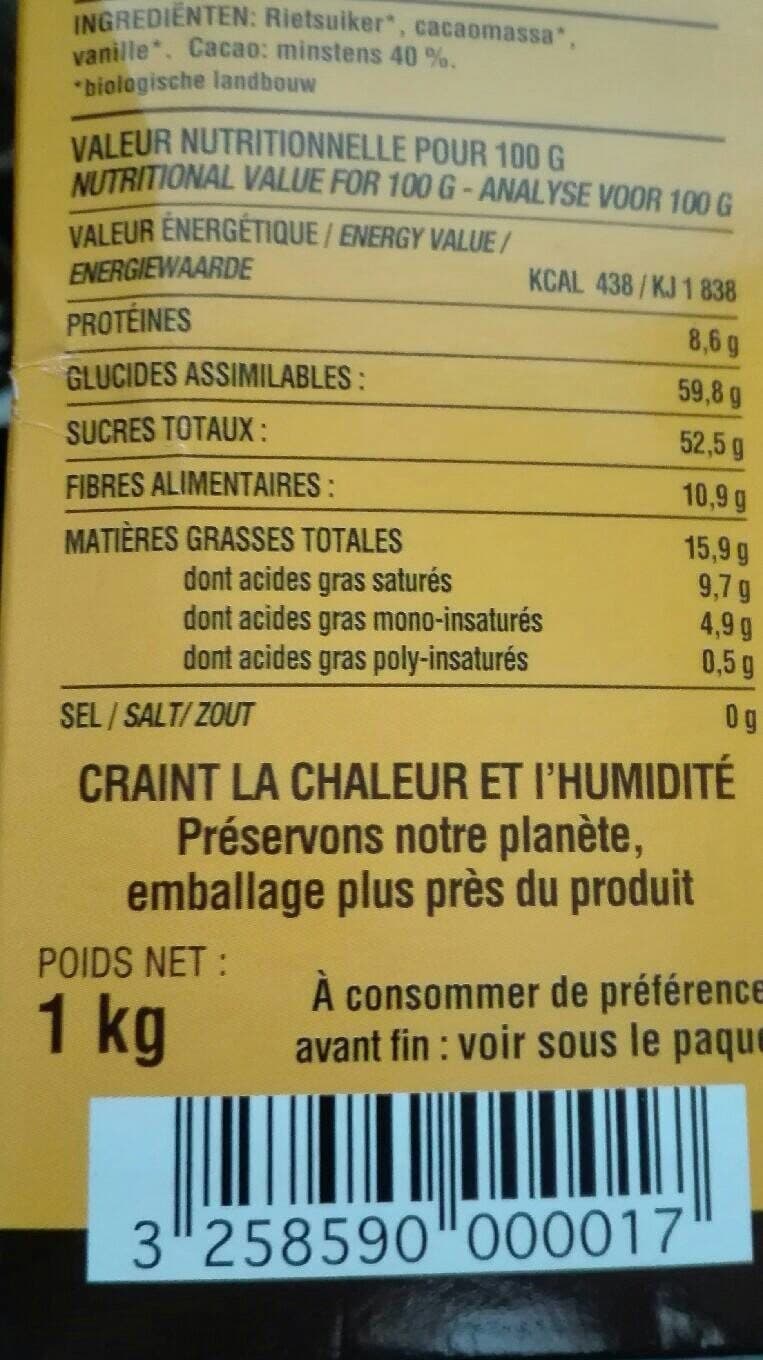 Dardenne Chocolat Dardenne au sucre de canne packshot