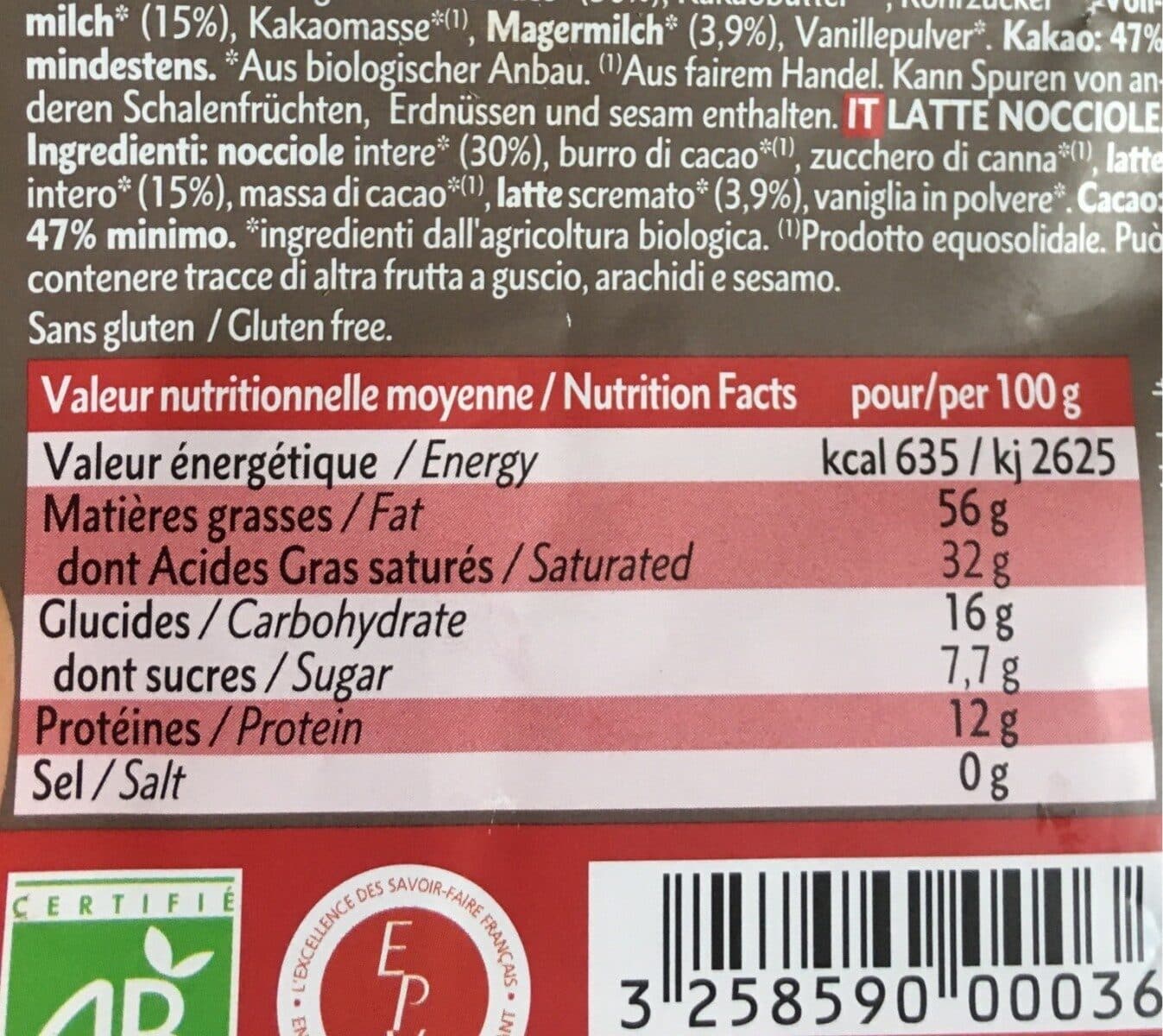 Dardenne Chocolat Noisettes packshot