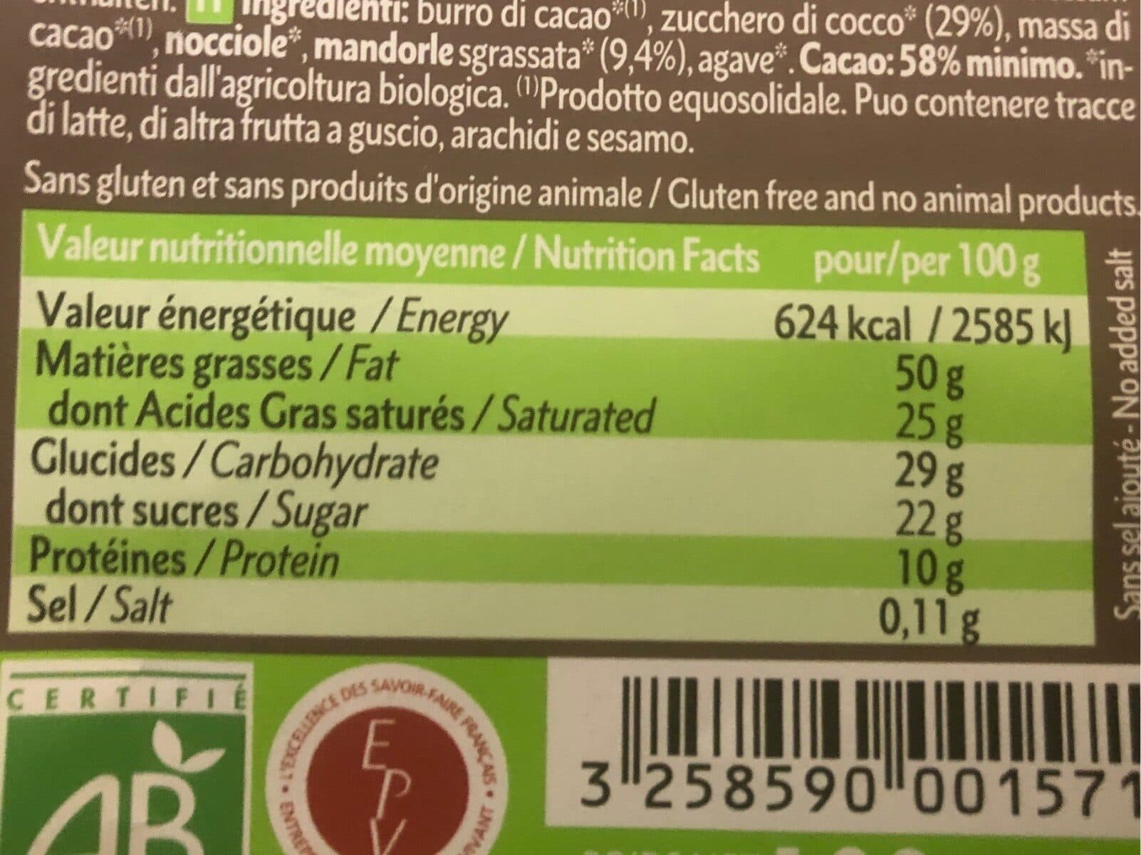 Dardenne Chocolat lait d amande au sucre de De Coco packshot