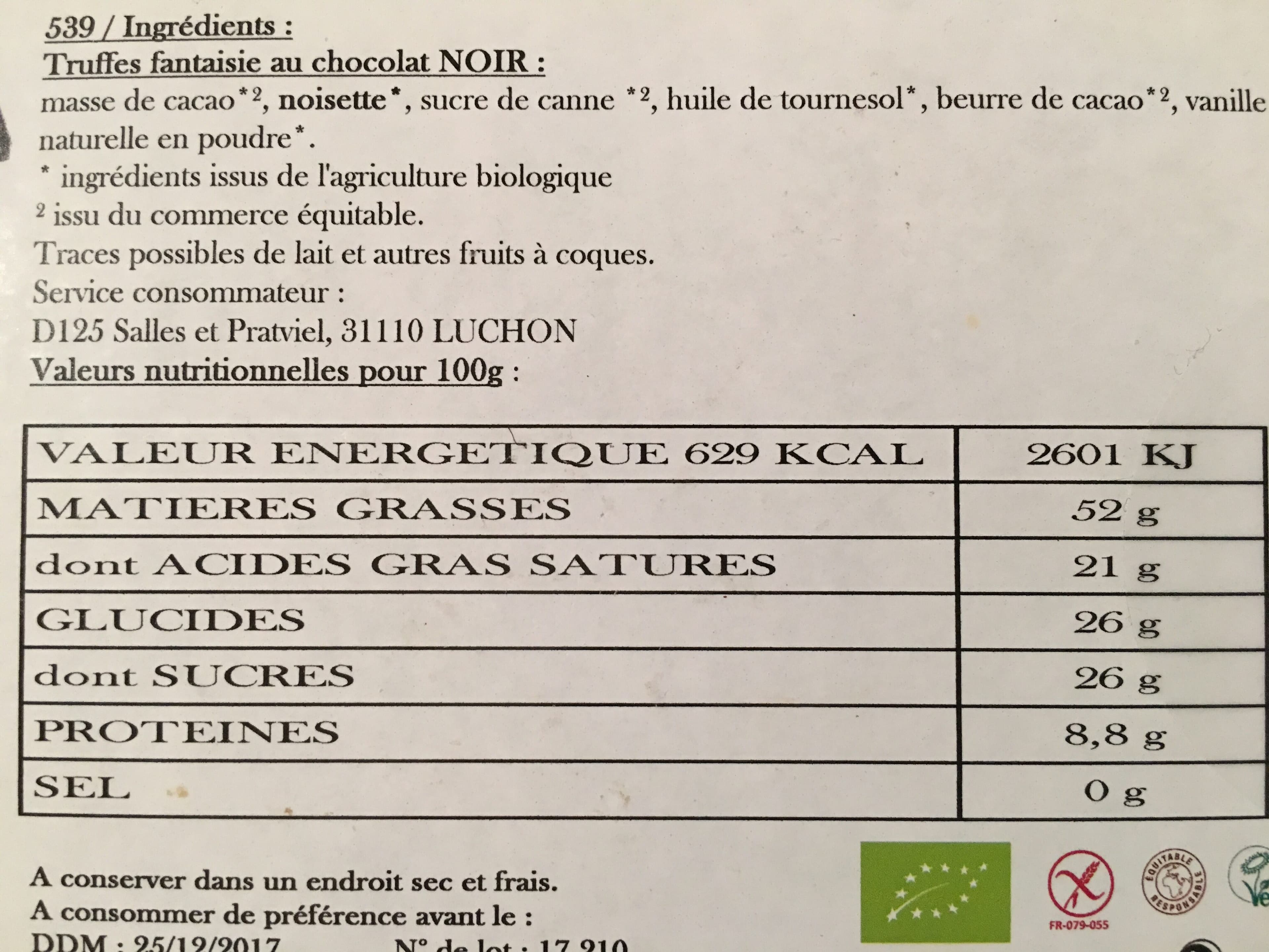 Dardenne Truffes fantaisies chocolat noir packshot