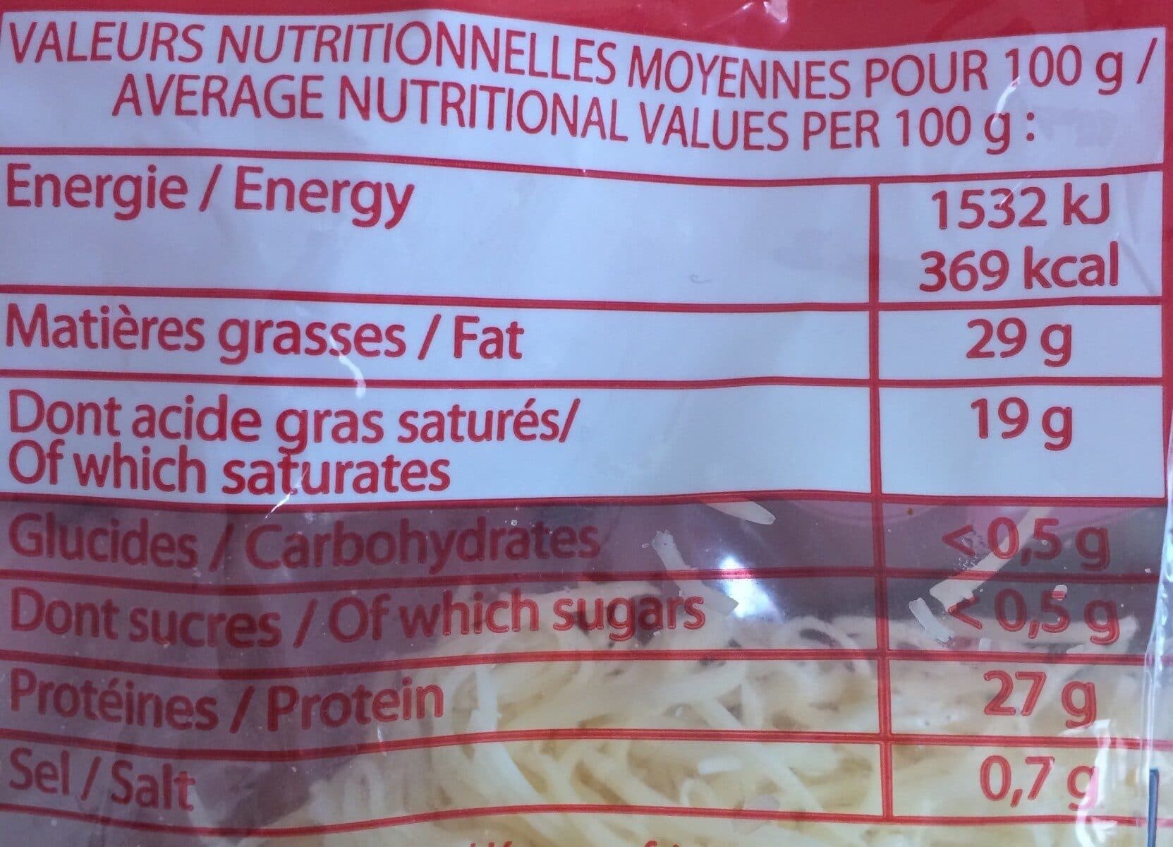 Open Food Facts Emmental rapé packshot