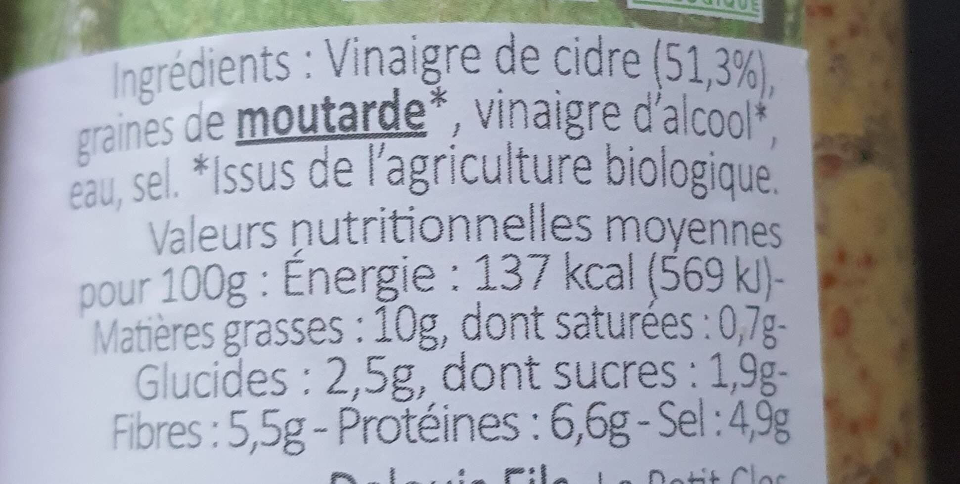 Delouis Moutarde à l'ancienne biologique au vinaigre de cidre packshot