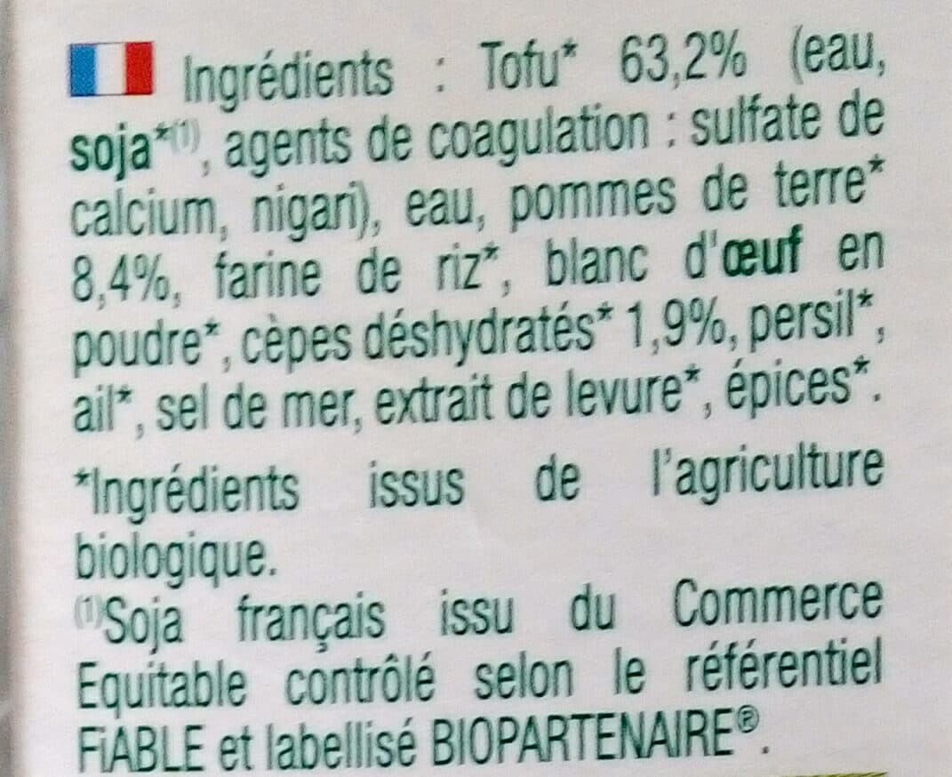Soy Tofinelle cèpes en persillade packshot
