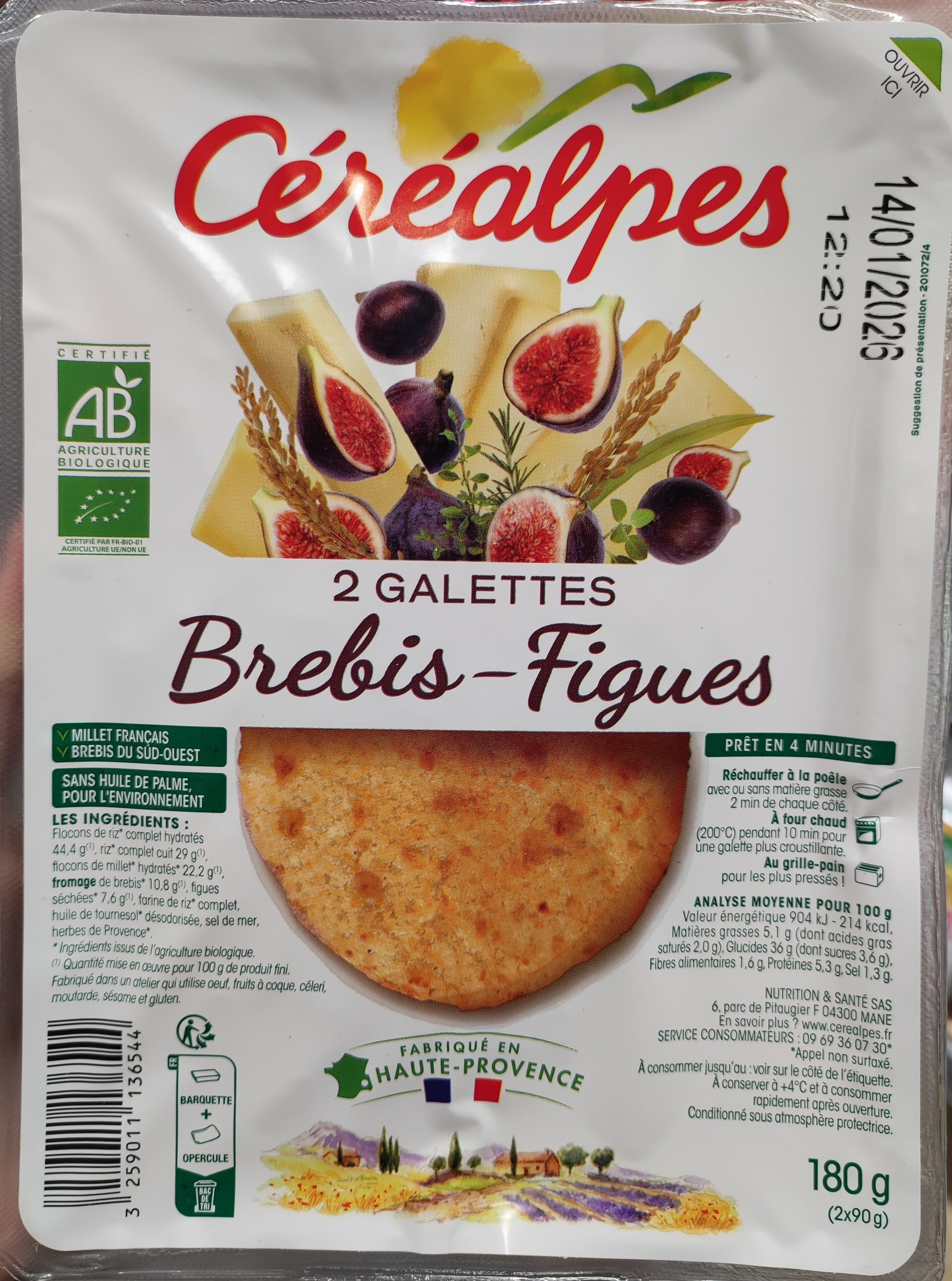 Céréalpes 2 Galettes Brebis - Figues packshot