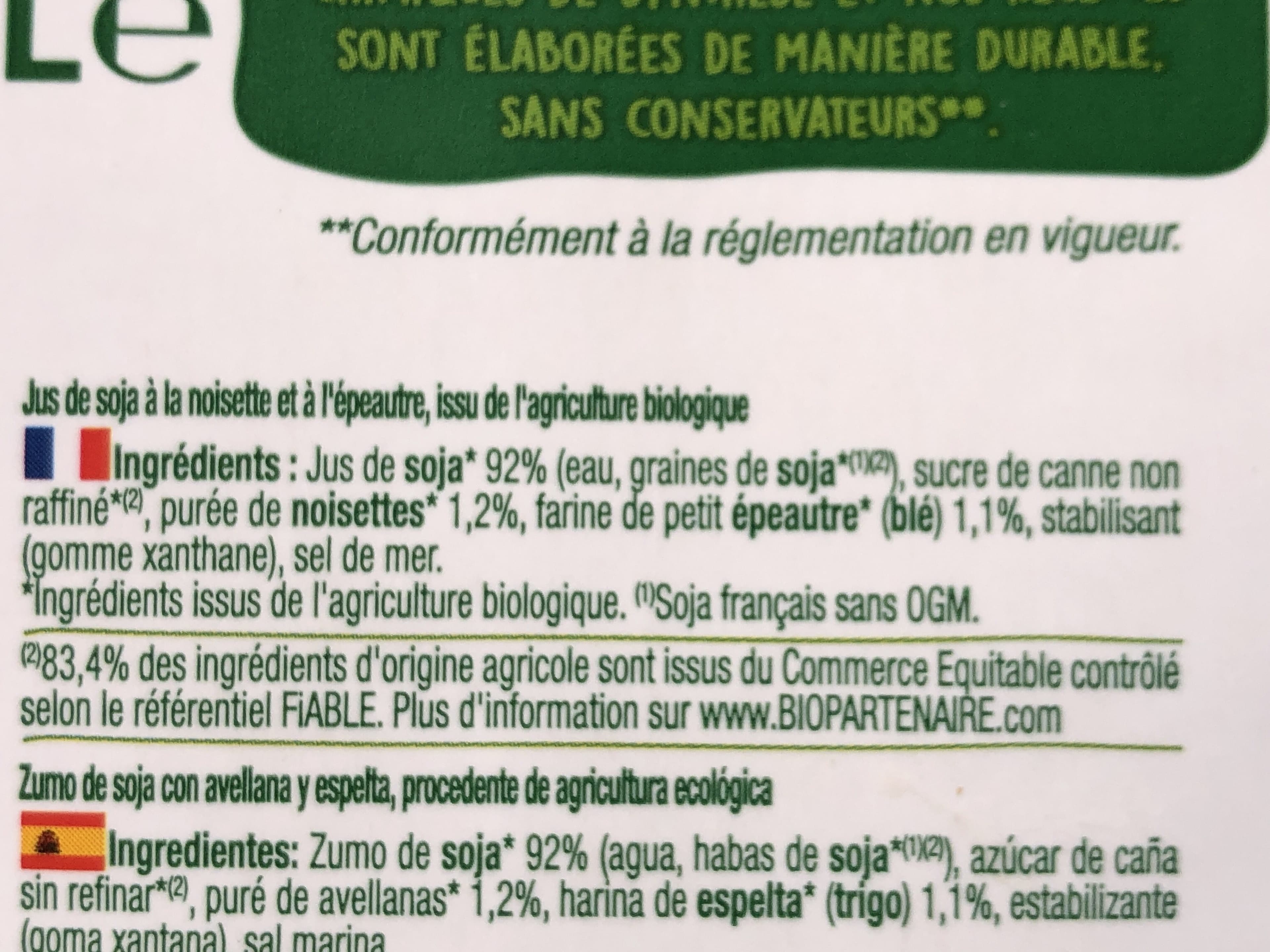 Nutrition & Nature Boisson au soja français petit épeautre et noisette packshot