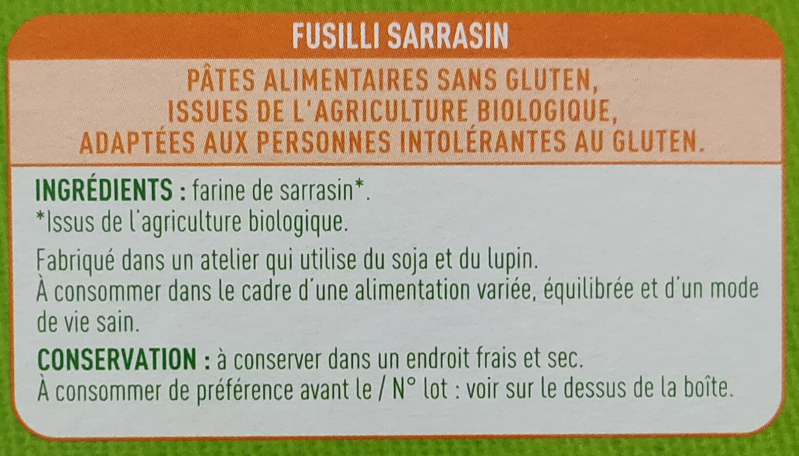 Valpi Bio Fusilli Sarrasin packshot