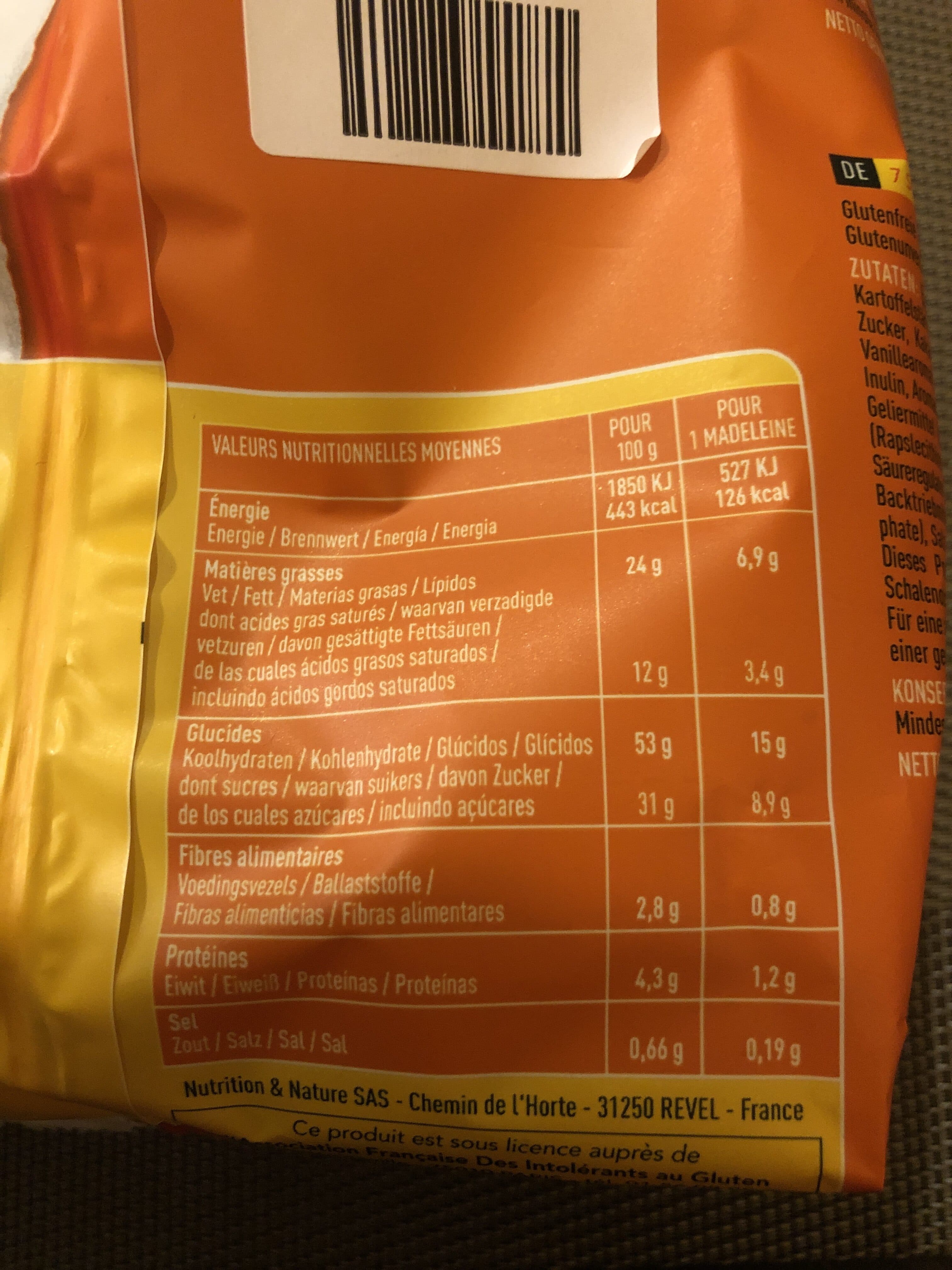 Valpiform Madeleines Chocolat Au Coeur Fondant packshot