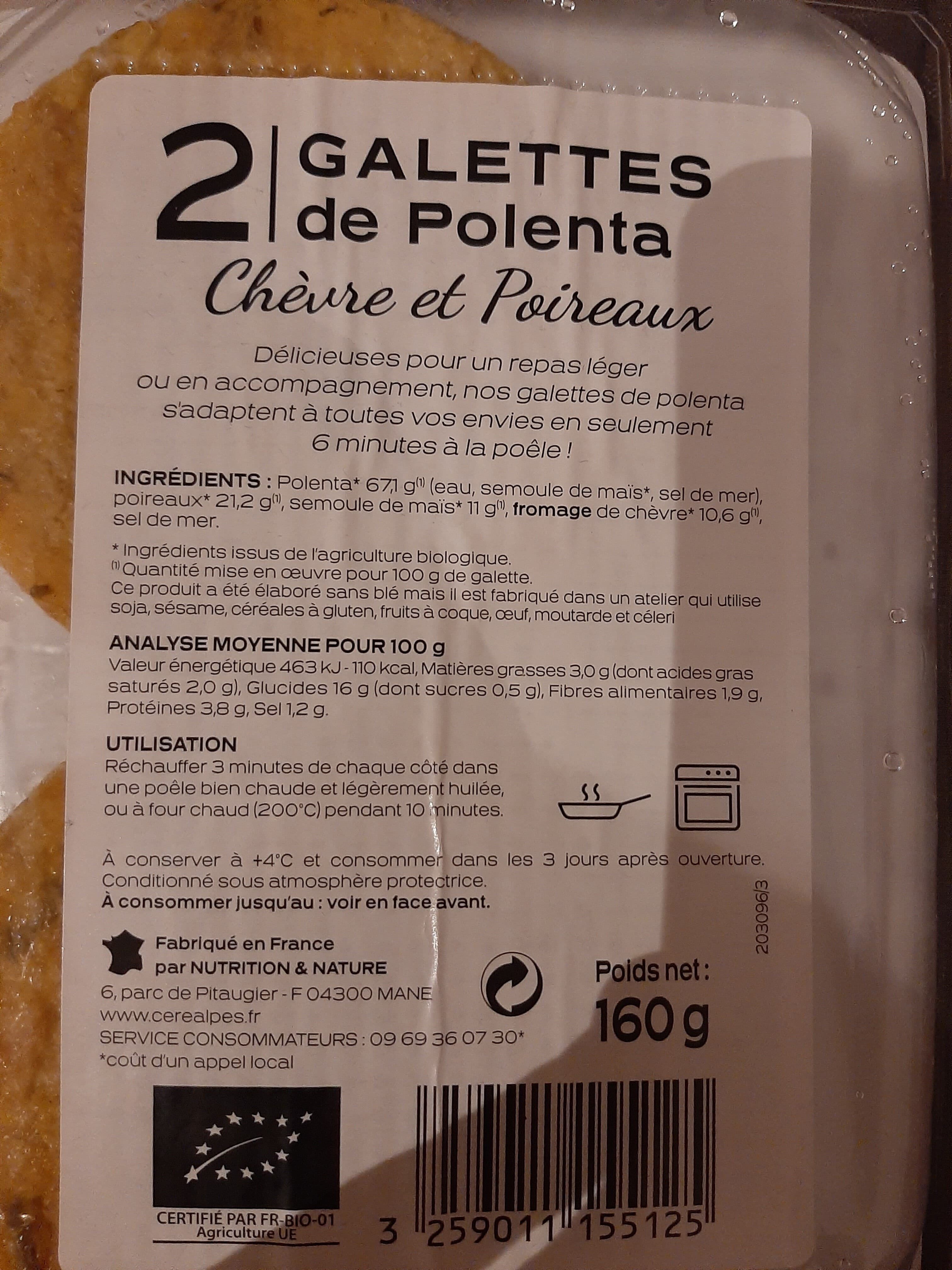 Cerealpes 2 galettes de polenta chèvre et poireaux packshot