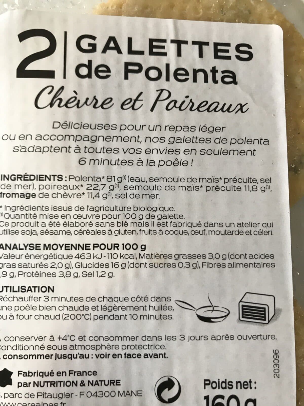 Cerealpes 2 galettes de polenta chèvre et poireaux packshot