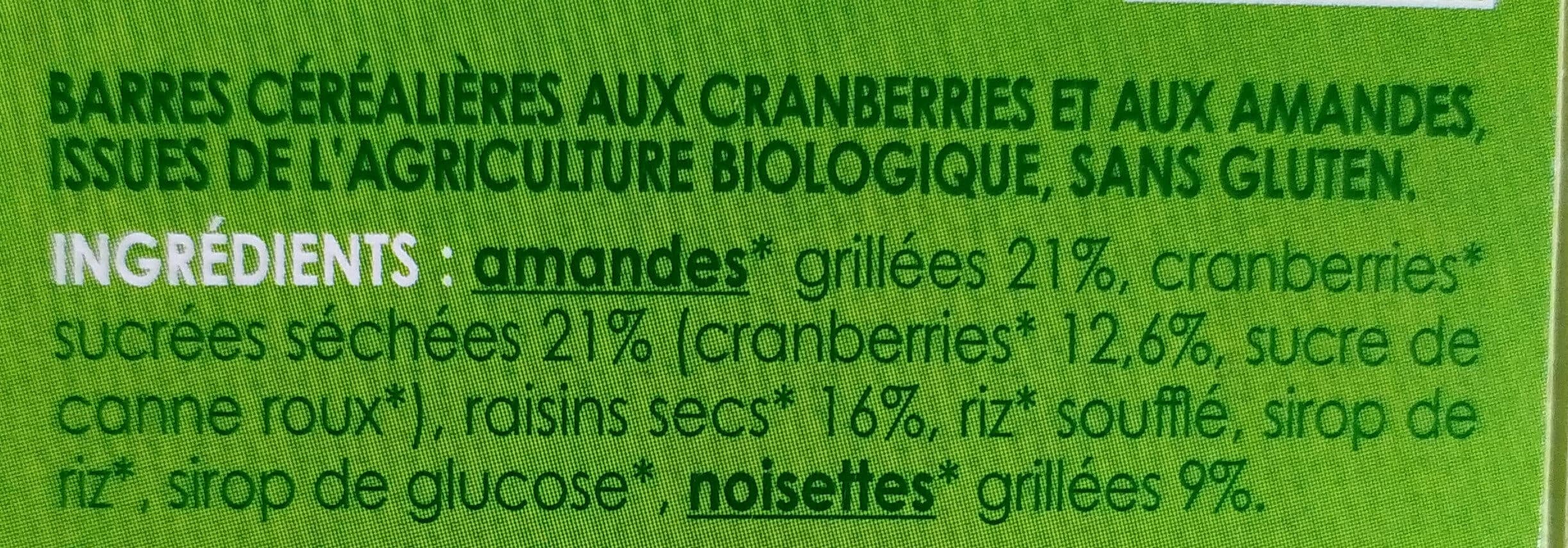 VALPI BIO Barres Gourmandes Cranberries Amandes packshot
