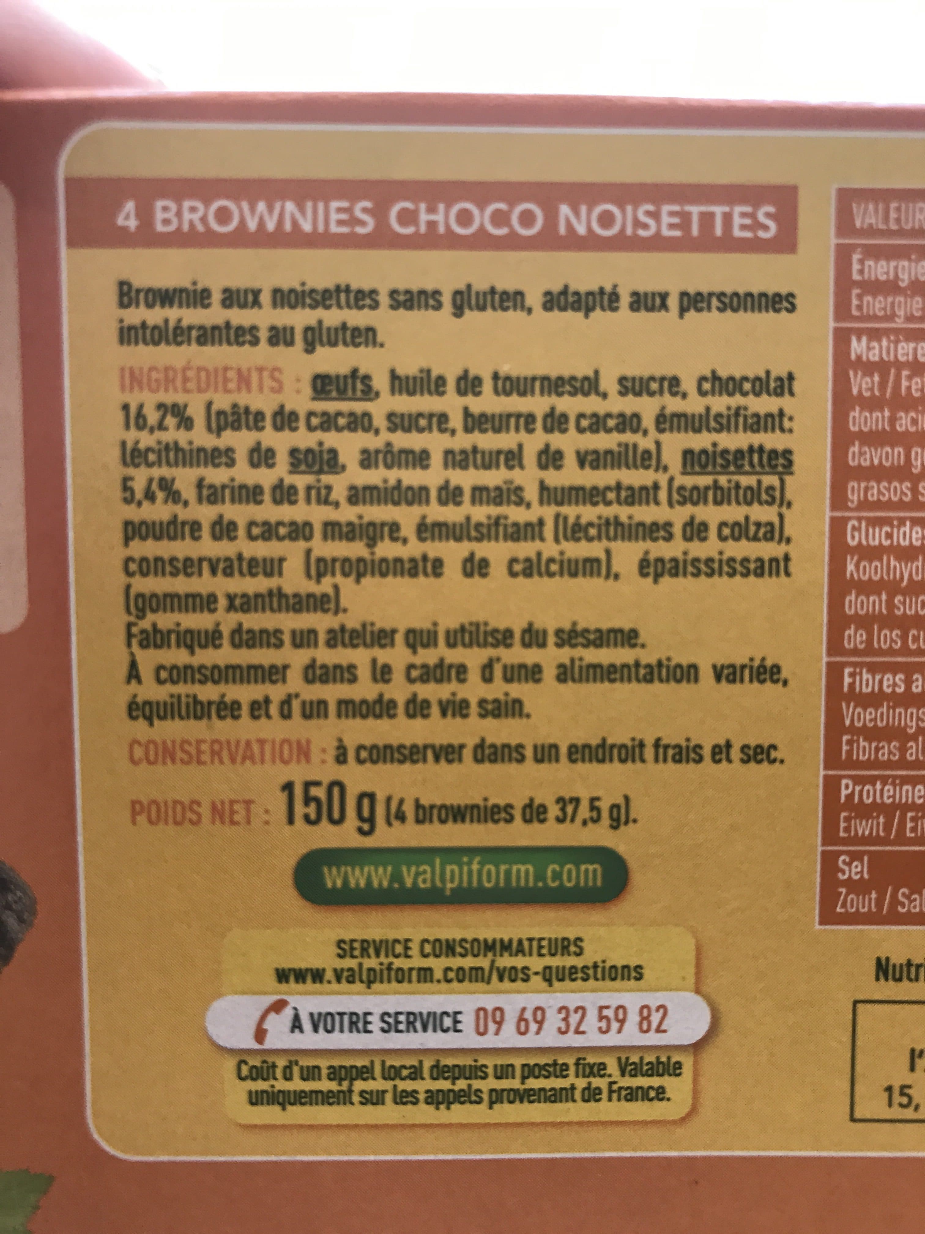 VALPIFORM' Brownie choco aux noisettes packshot