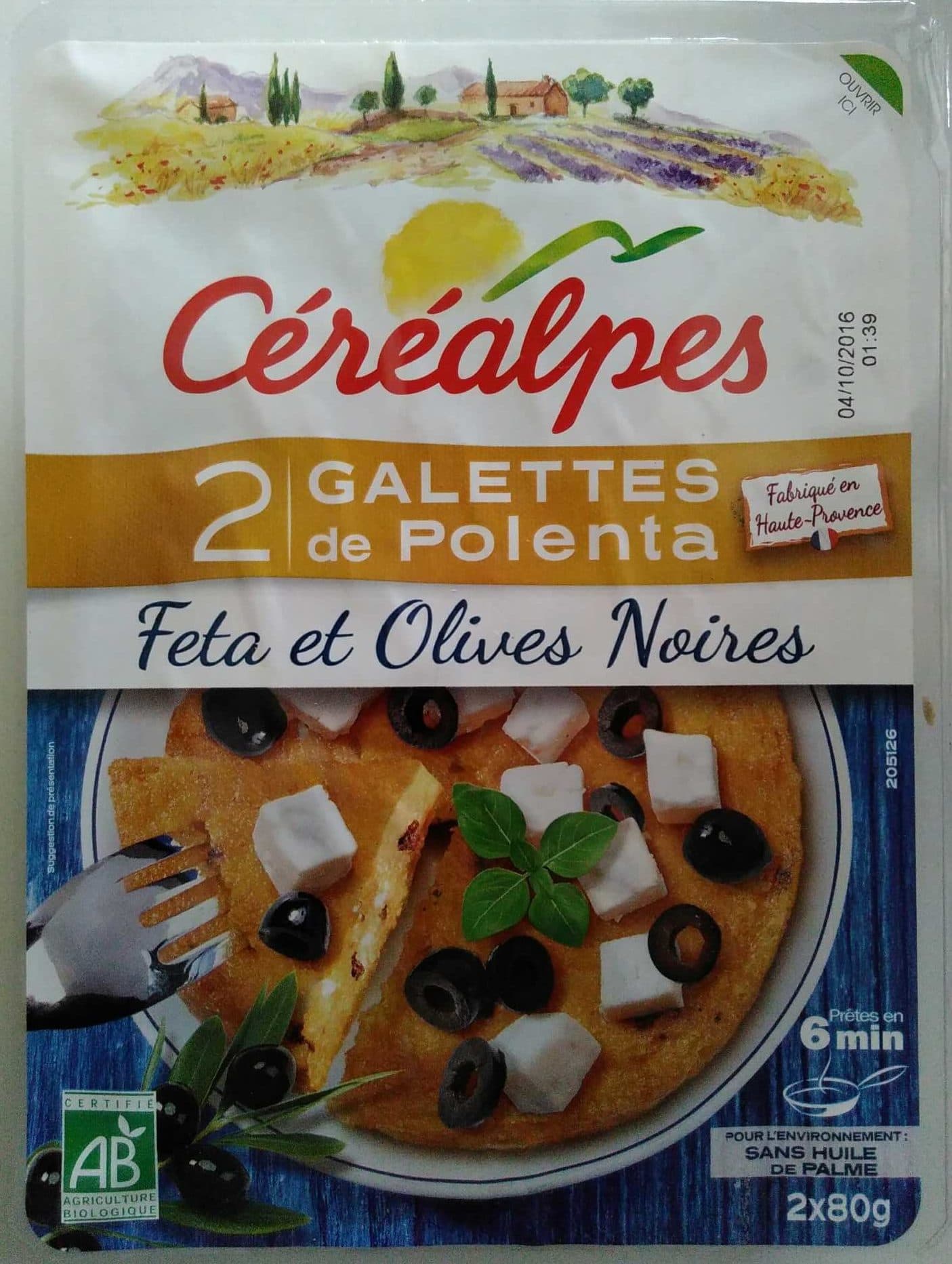 Céréalpes Galettes de Polenta Feta et Olives Noires packshot