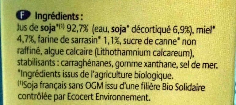 Nutrition & Nature Boisson Soja Miel Sarrasin packshot