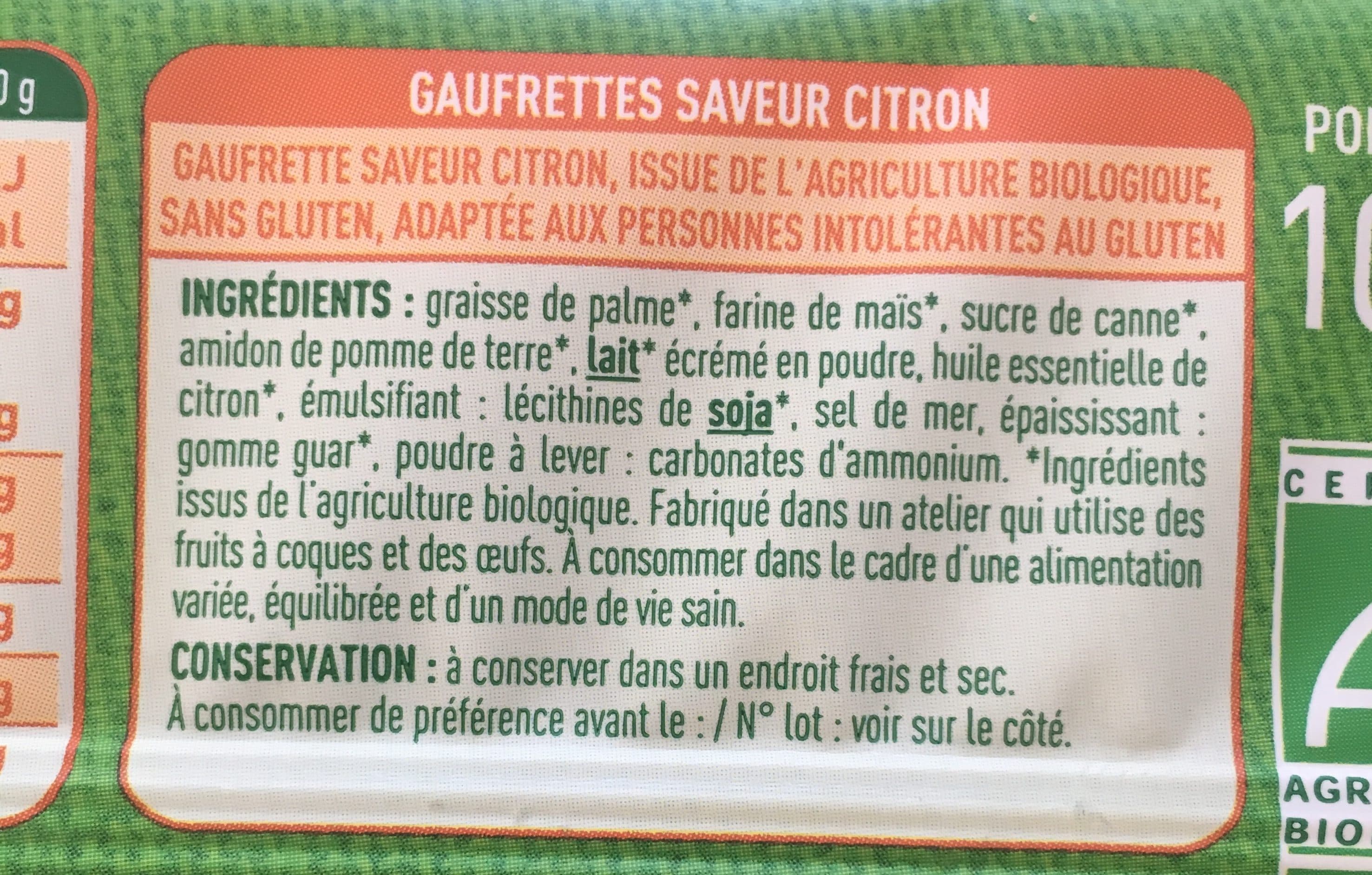 VALPI BIO Gaufrettes Citron Sans Gluten packshot