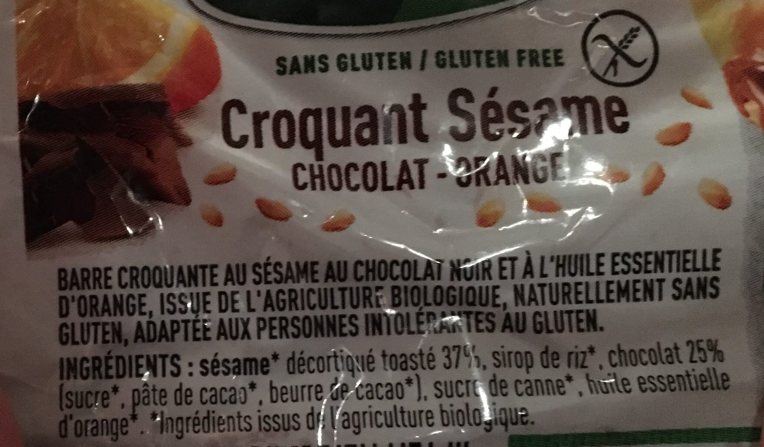 VALPI BIO Croquant sésame chocolat orange packshot